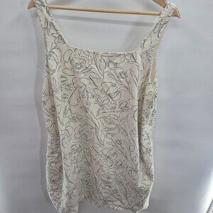 A New Day Cream Black Cotton Linen Lined Pockets Sleeveless Mini Dress XXL